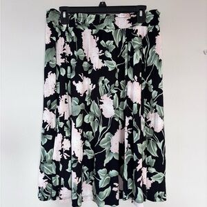 Lascana Women’s Size 12 Skirt Floral Black Pink Green Pull On Flowy NEW